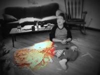 Old Grainy picture of DC surrounded by shredded construction paper.